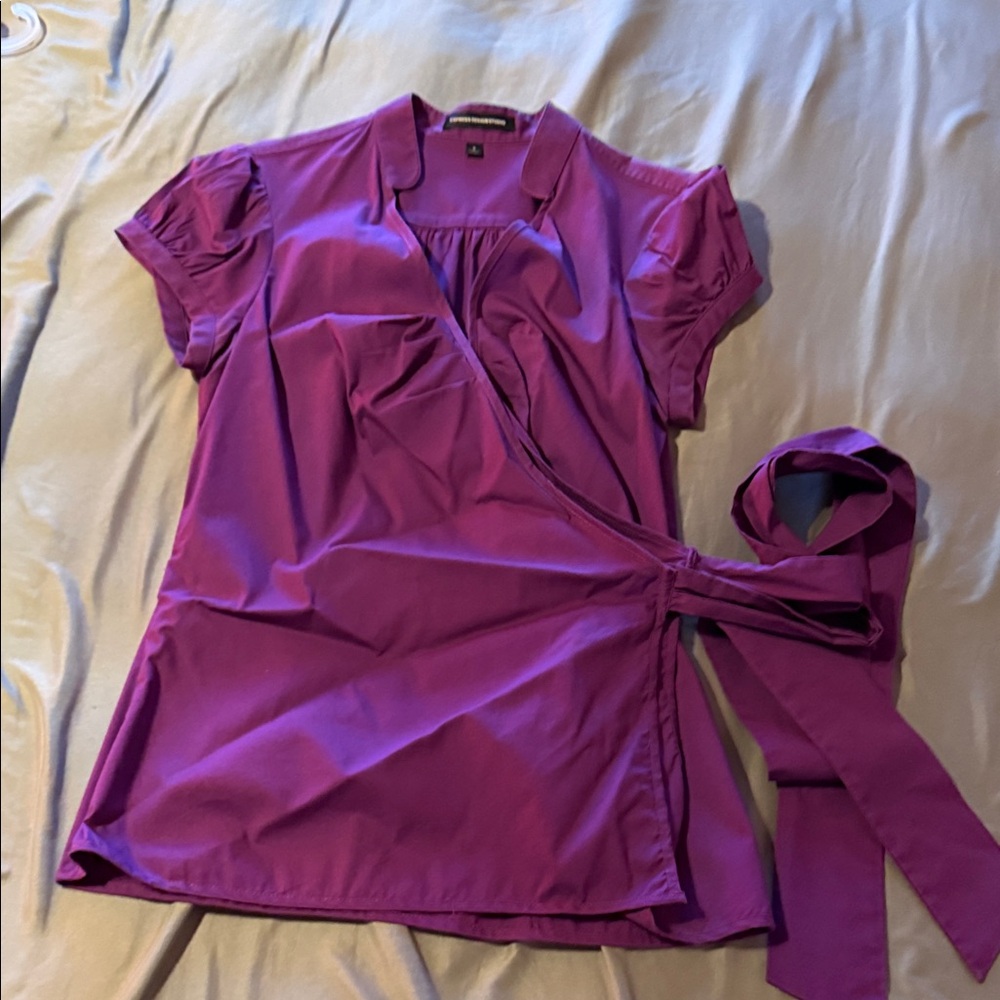 Express Purple Wrap Blouse